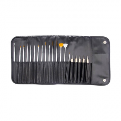  SET 15 PINCELES NAIL ART+5 DOBLE PUNTA METAL


