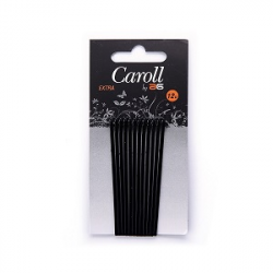 HORQUILLA CLIP CAROLL LARGA NEGRA, CARTÓN 12 UDS.