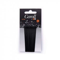 HORQUILLA CLIP CAROLL LARGA NEGRA, CARTÓN 12 UDS.